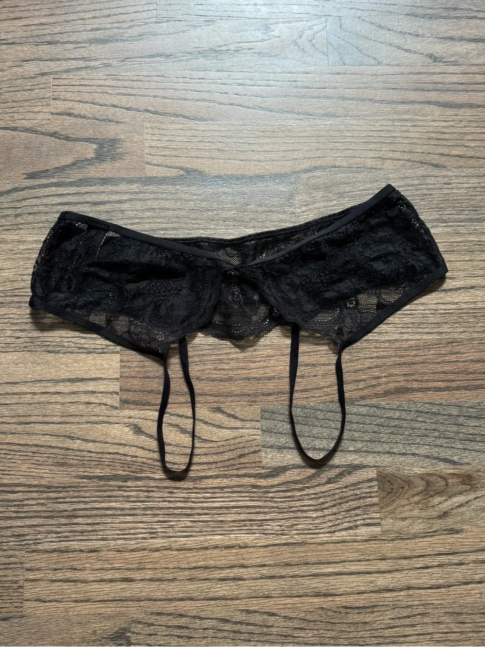 Victoria’s Secret Black Lace Lingerie Crotchless Panty!